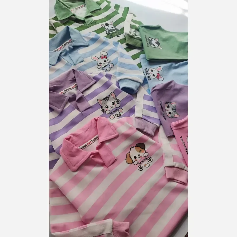 ست بلوز و شلوار راحتی بچگانه راه راه سایز 40 و 45 - تصویر 2