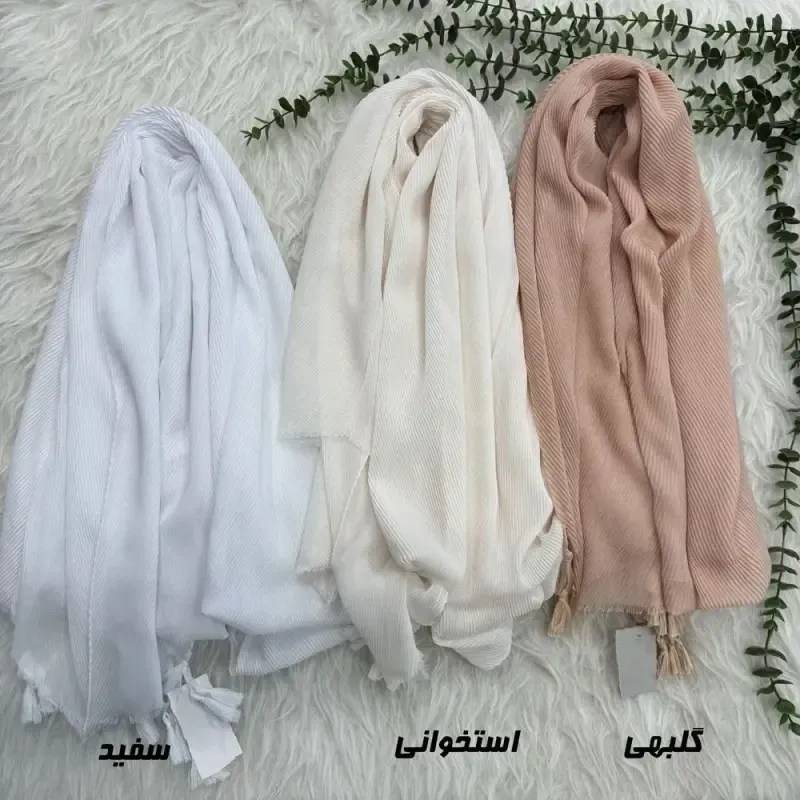 شال نخی برشکا طرح تیغ ماهی مناسب روزمره قواره 188 در 62 سانت - تصویر 7