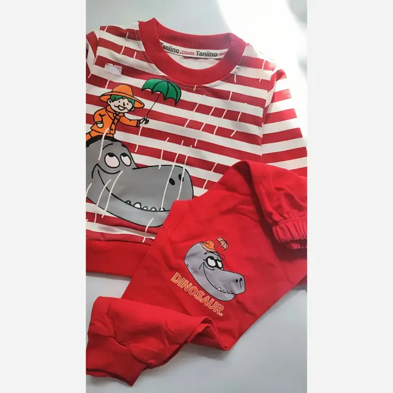 ست بلوز و شلوار بچگانه طرح دایناسور دورس چهار رنگ سایز 35 تا 45 - تصویر 7