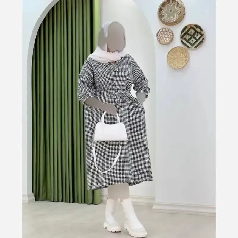کفتان پاییزه مدل نلا جنس پیردوپل رنگ سفید مشکی سایز 38 تا 48 - تصویر 6