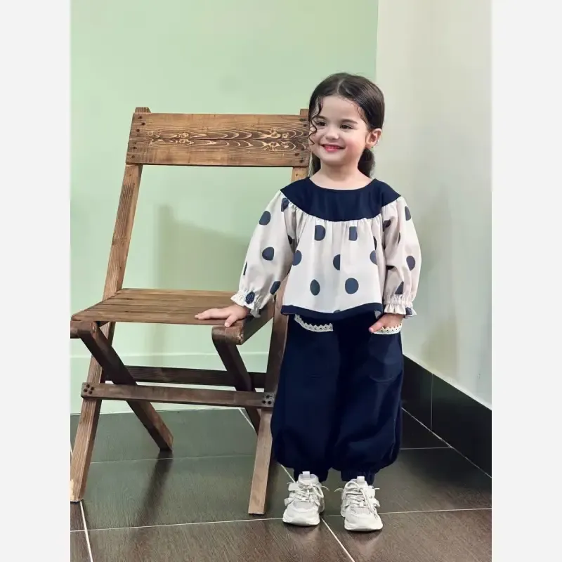 ست لباس دخترانه پیراهن لینن و شلوار کتان سایز 2 تا 9 سال - تصویر 4