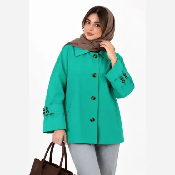 بارانی زنانه کتان زارا آستردار جیبدار فری سایز