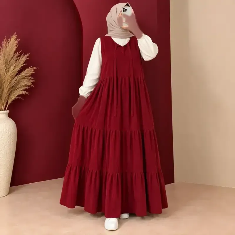 پیراهن ساحلی حلقه ای بلند زنانه نخ لینن چیندار دکمهدار - تصویر 5