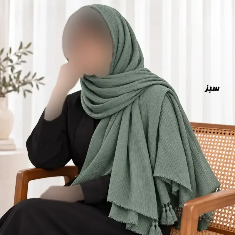 شال نخی برشکا طرح تیغ ماهی مناسب روزمره قواره 188 در 62 سانت - تصویر 3