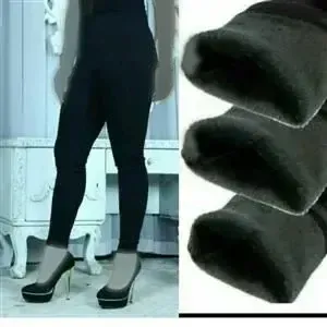 شلوار بافت گرم بالا زنانه و دخترانه مشکی فری سایز - تصویر 2