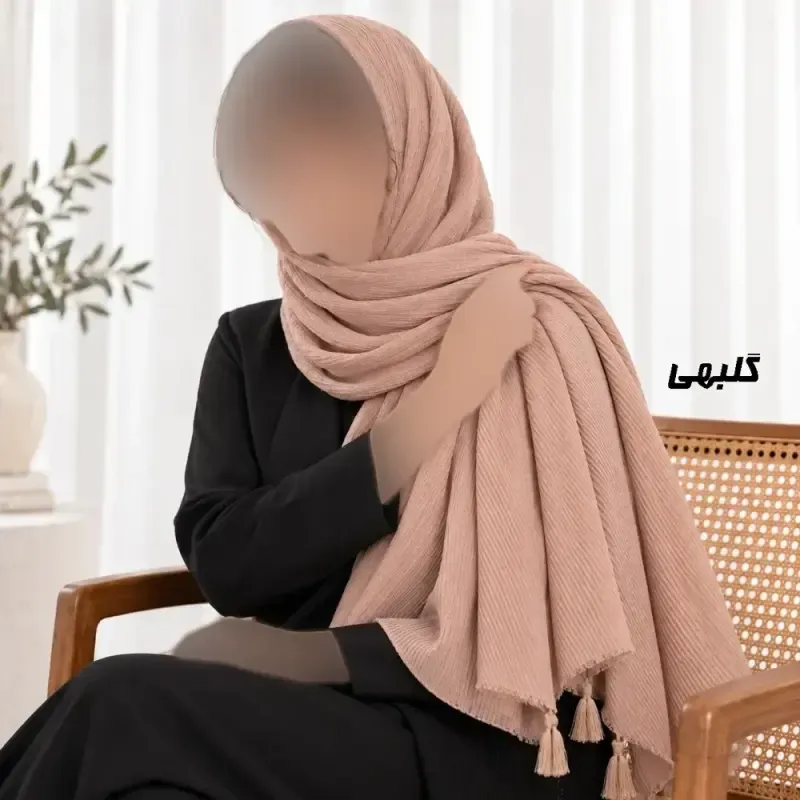 شال نخی برشکا طرح تیغ ماهی مناسب روزمره قواره 188 در 62 سانت - تصویر 2
