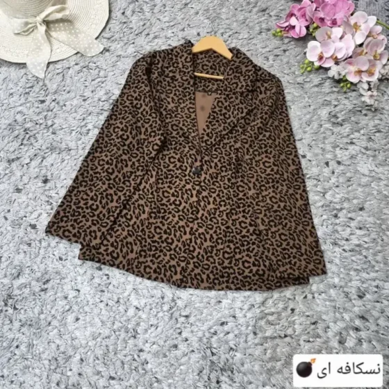 کت تک زنانه طرح پلنگی جنس کتان درجه یک