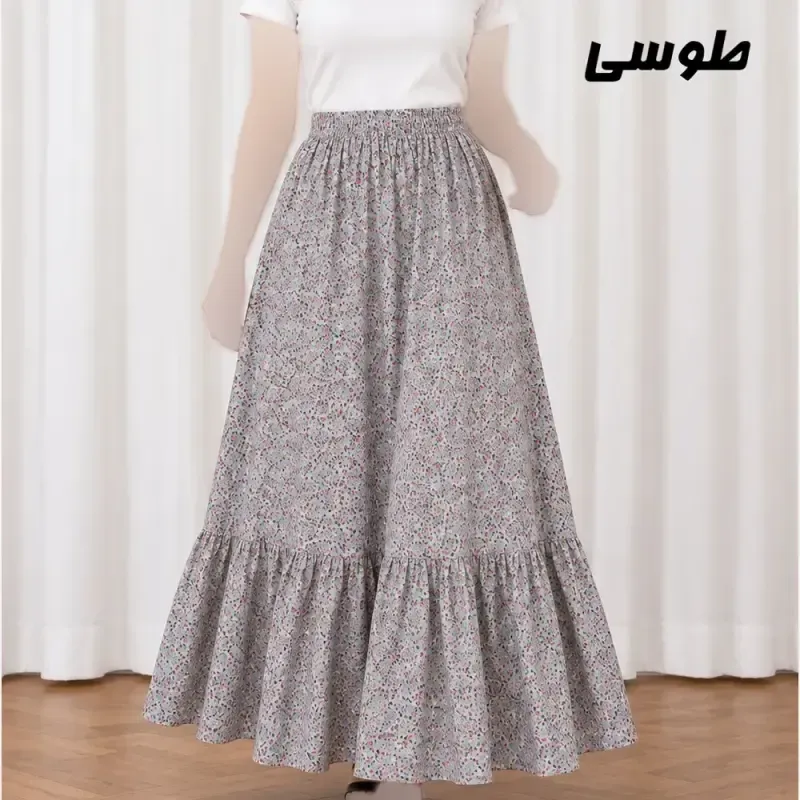 دامن زنانه نخی پارچه خارجی فری سایز مناسب تا سایز 52 - تصویر 3