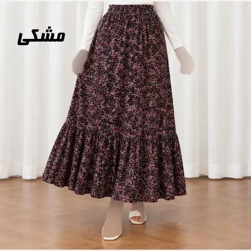 دامن زنانه نخی پارچه خارجی فری سایز مناسب تا سایز 52 - تصویر 2