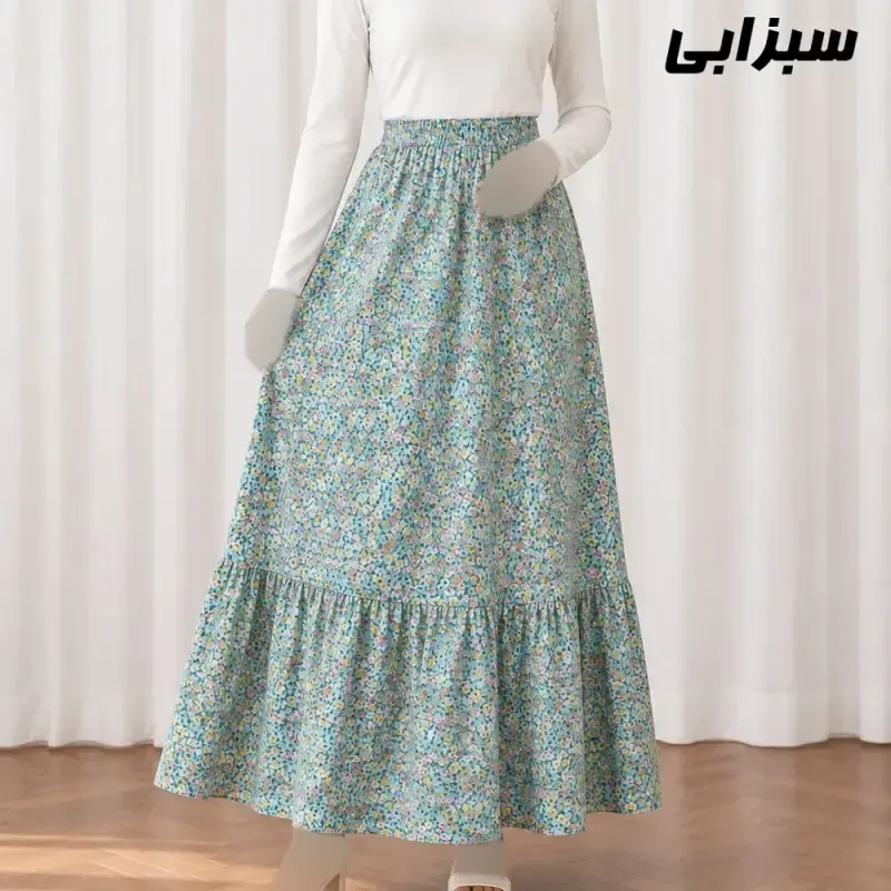 دامن زنانه نخی پارچه خارجی فری سایز مناسب تا سایز 52 - تصویر 7