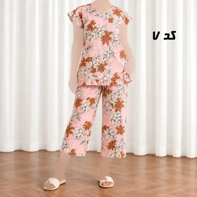ست تاپ شلوار نخی زنانه و دخترانه فری سایز چهارفصل راحت - تصویر 5