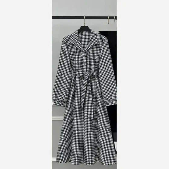 کفتان پاییزه مدل نلا جنس پیردوپل رنگ سفید مشکی سایز 38 تا 48