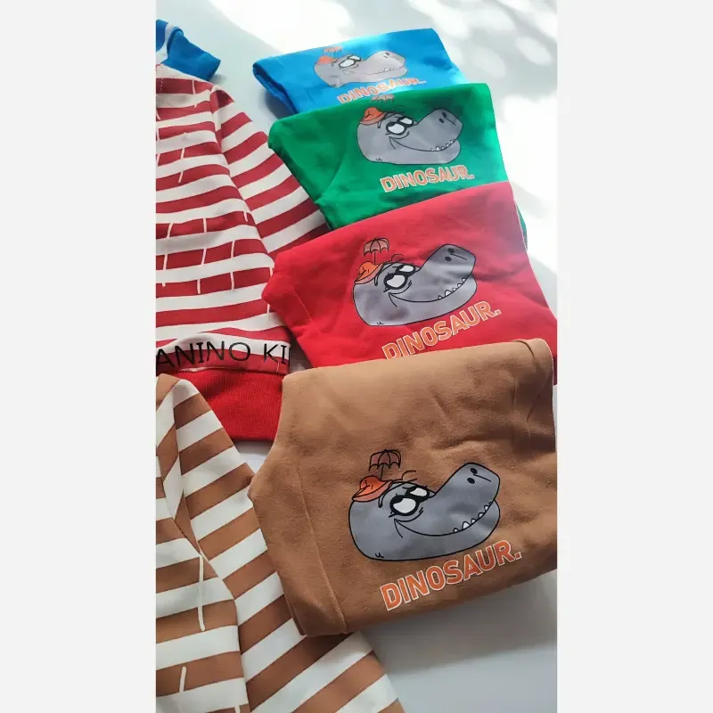 ست بلوز و شلوار بچگانه طرح دایناسور دورس چهار رنگ سایز 35 تا 45 - تصویر 4