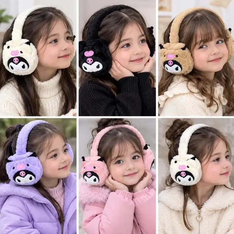 گوشگیر زمستانه دخترانه طرح کرومی خزدار پولیشی