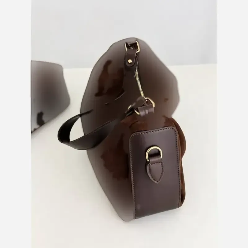 کیف زنانه کارنلی ترکیب جیر و صابونی رنگ قهوه ای و سرمه ای سایز 31 در 24 - تصویر 5