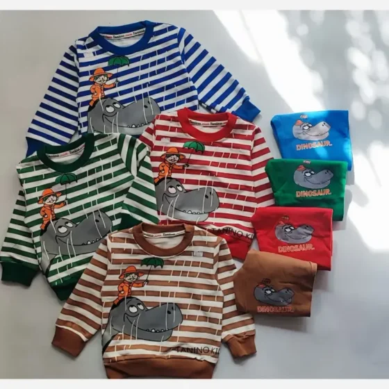 ست بلوز و شلوار بچگانه طرح دایناسور دورس چهار رنگ سایز 35 تا 45