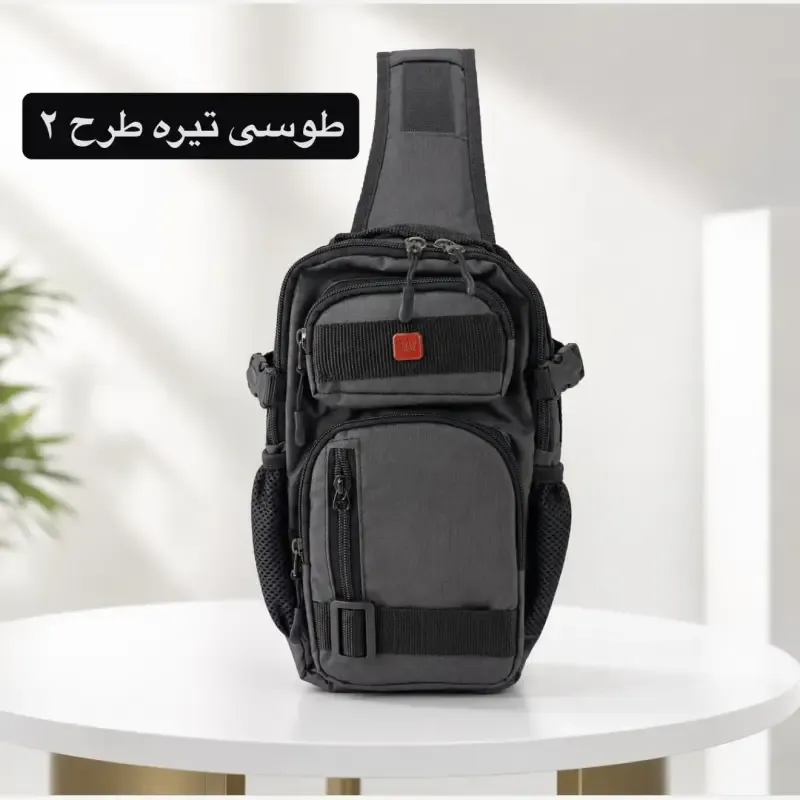 کیف مردانه اسپرت و روزمره پارچه ای طوسی ابعاد 33 در 17 سانتیمتر - تصویر 2