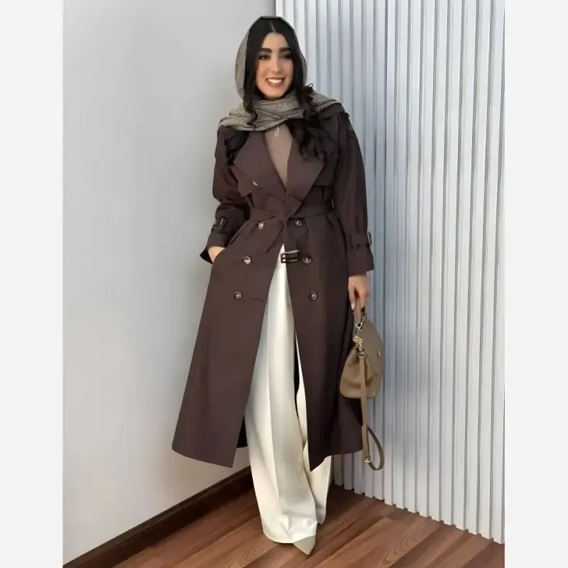 کت کتان TC ترکیه پاییزه و زمستانه جلو جلیقهای جیبدار با کمربند - تصویر 6