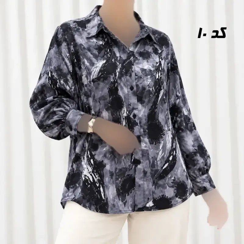 شومیز نخی جلوباز دکمه دار زنانه فری سایز چهارفصل - تصویر 10