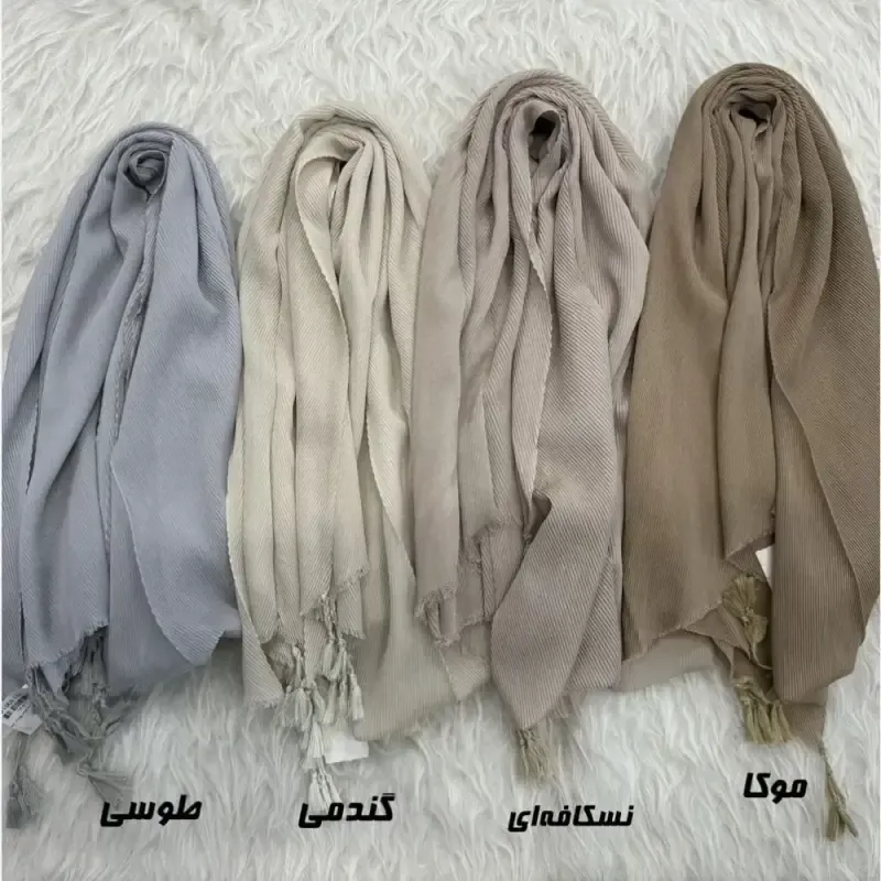شال نخی برشکا طرح تیغ ماهی مناسب روزمره قواره 188 در 62 سانت - تصویر 13