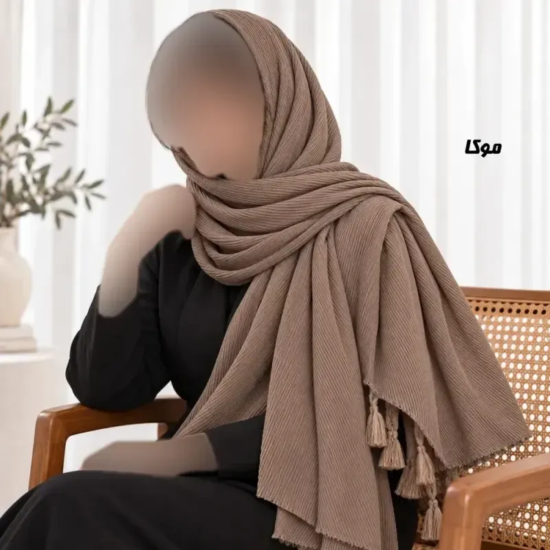شال نخی برشکا طرح تیغ ماهی مناسب روزمره قواره 188 در 62 سانت - تصویر 6