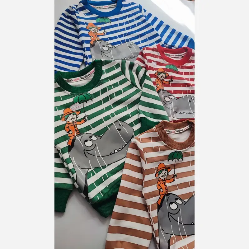 ست بلوز و شلوار بچگانه طرح دایناسور دورس چهار رنگ سایز 35 تا 45 - تصویر 3