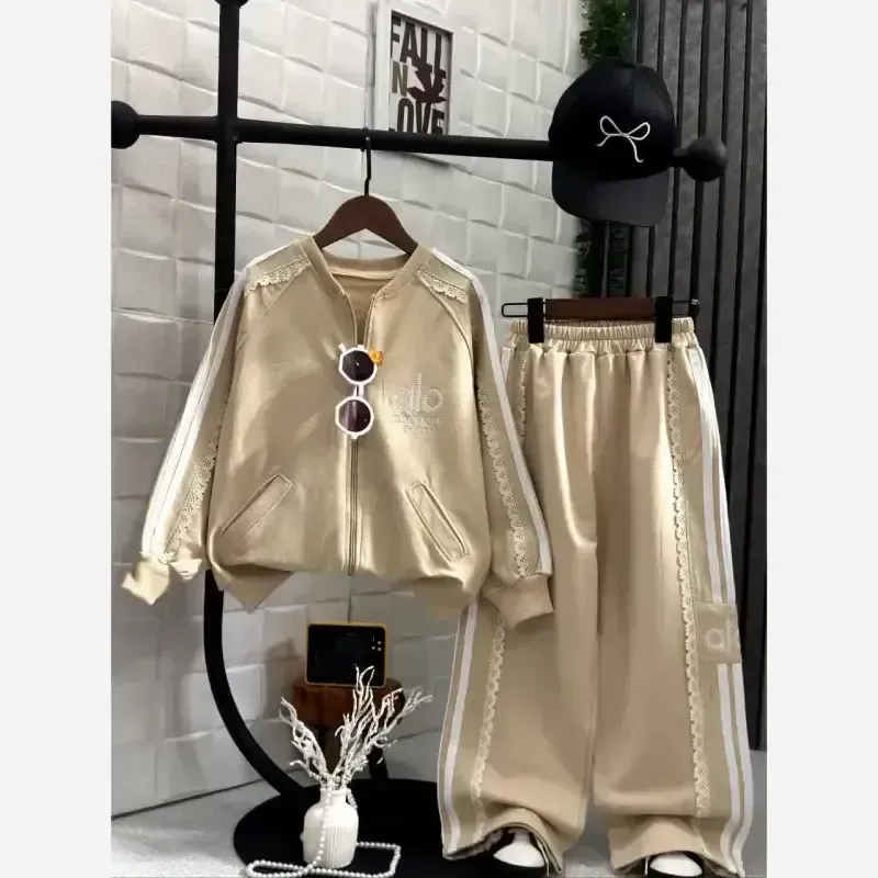 ست سویشرت و شلوار دخترانه دورس دو نخ لاکرا مدل آوا رنگ کرم و قهوه ای - تصویر 2
