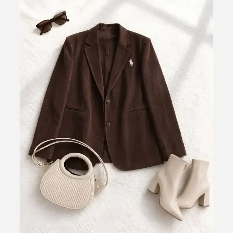 کت تک مخمل کبریتی زنانه مدل پولو رنگ بندی متنوع سایز 36 تا 46 - تصویر 3